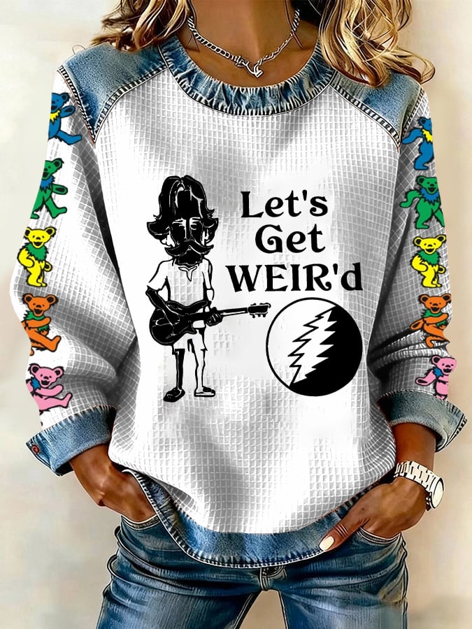 Women's Vintage Rock Tribute Print Casual Sweatshirt