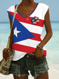 Women's Puerto Rico Print Casual VEST