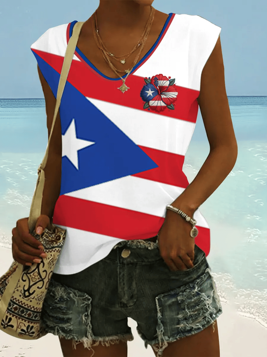 Women's Puerto Rico Print Casual VEST