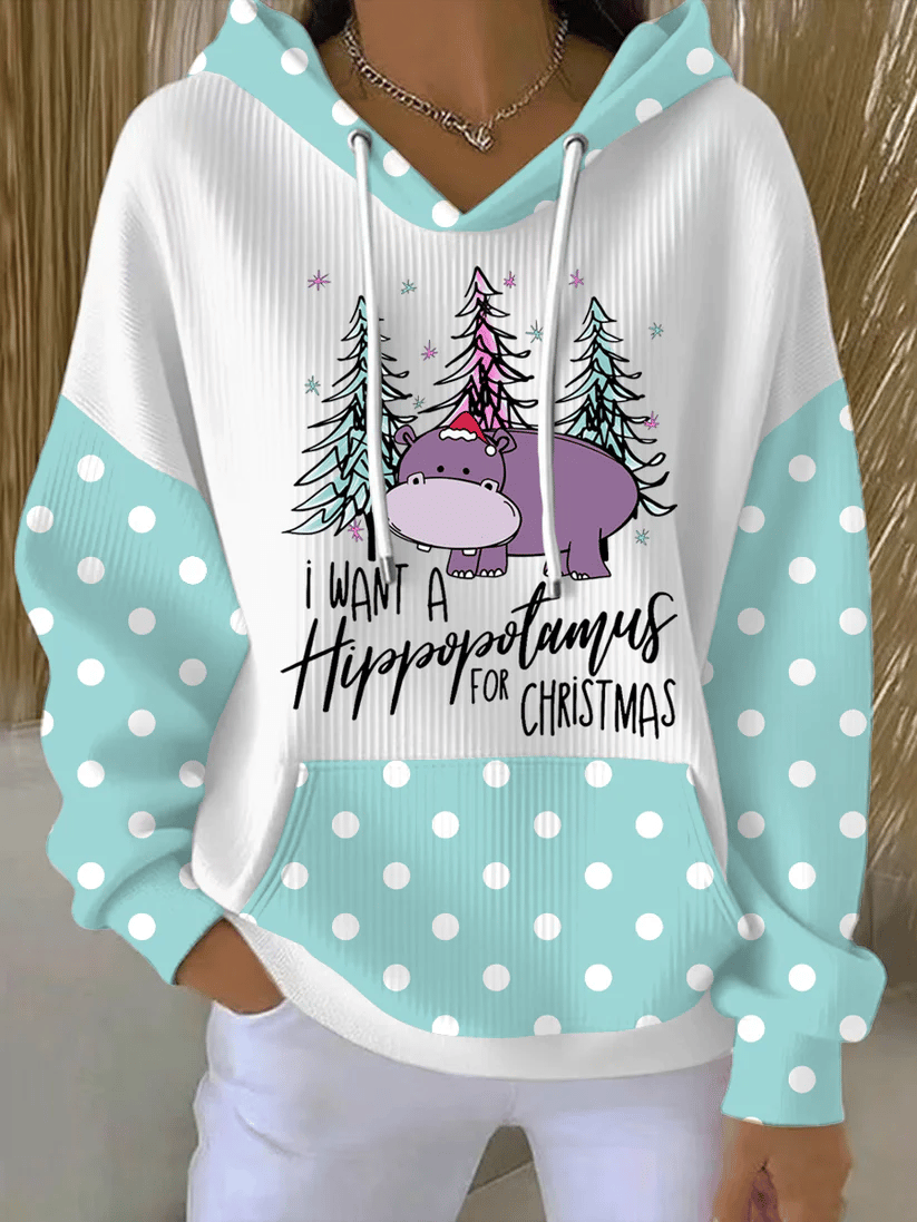 Women's I Want A Hippopotamus For Christmas Print Casual Sweatshirt