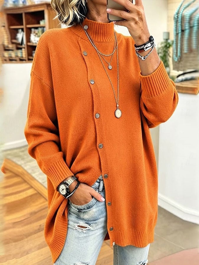 Women's Casual Solid-Color Knit Sweater