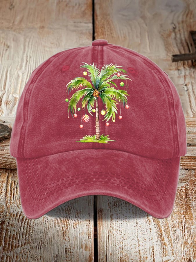 Women's Casual Christmas Palm Tree Print Baseball Cap