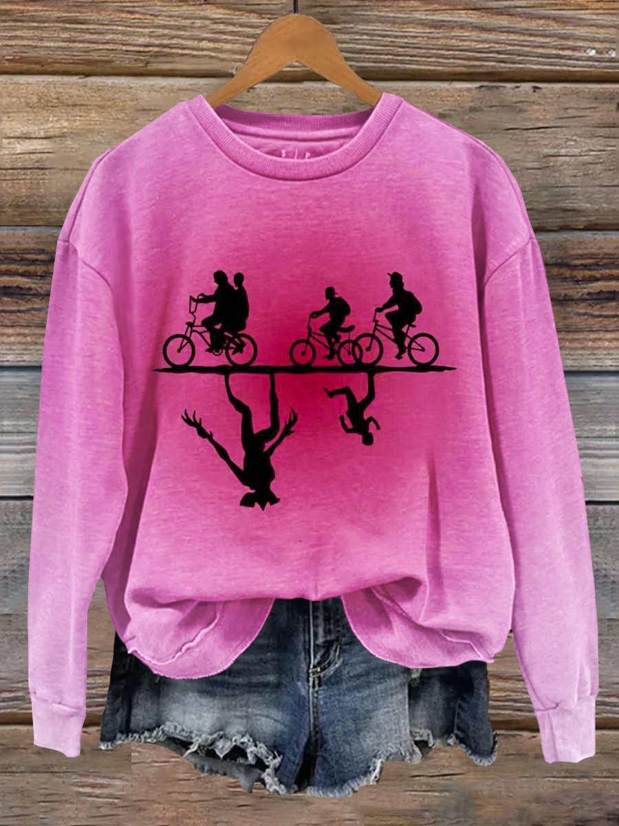 Stranger Upside Down Hawkins 80s Horror Art Printed Sweatshirt