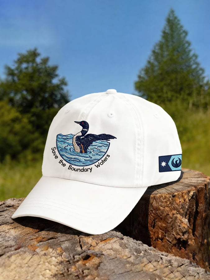 Retro Save The Boundary Waters Mn State Loon Print Baseball Cap