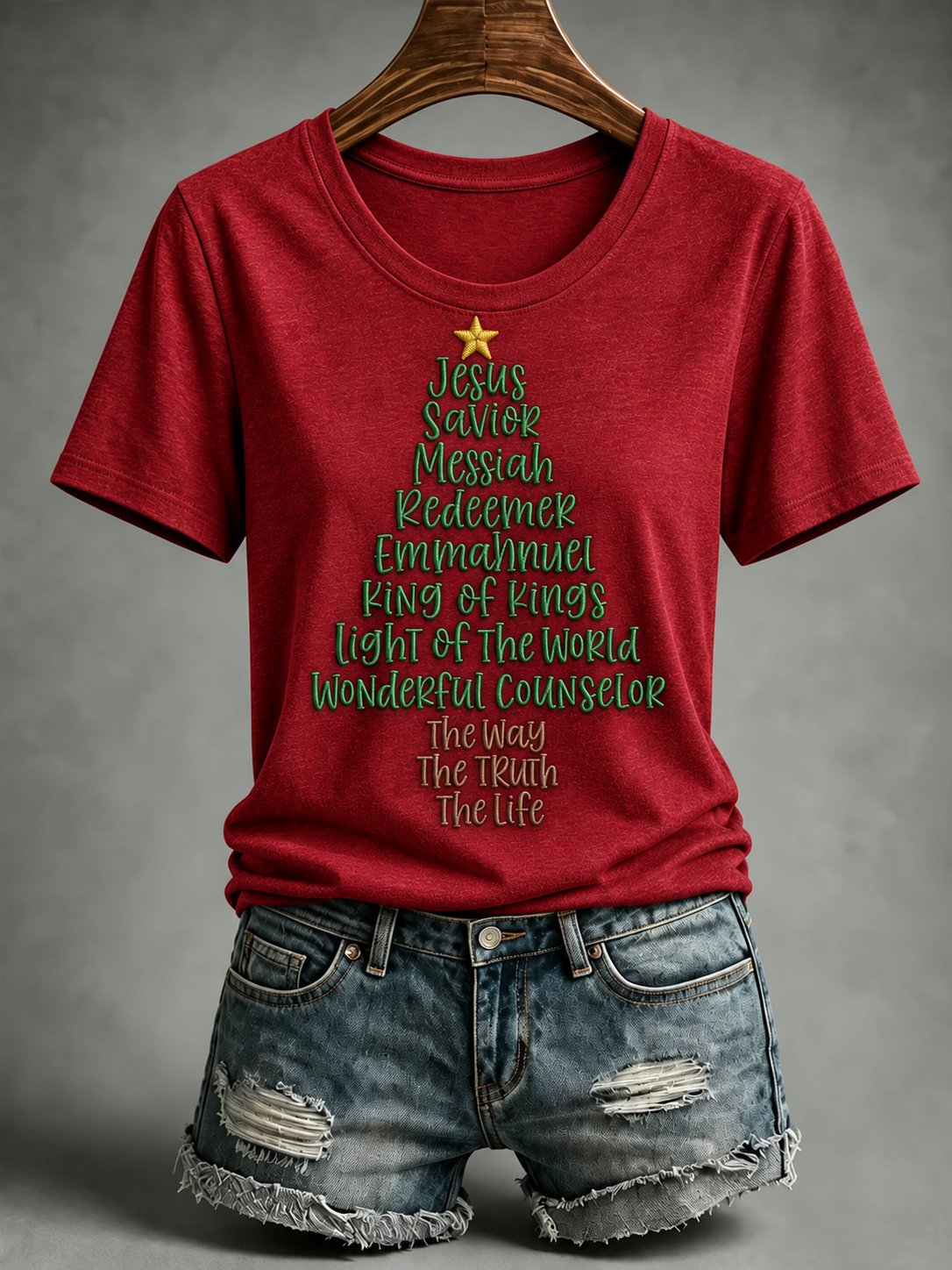 Women's Retro Faith Christmas Print T-shirt