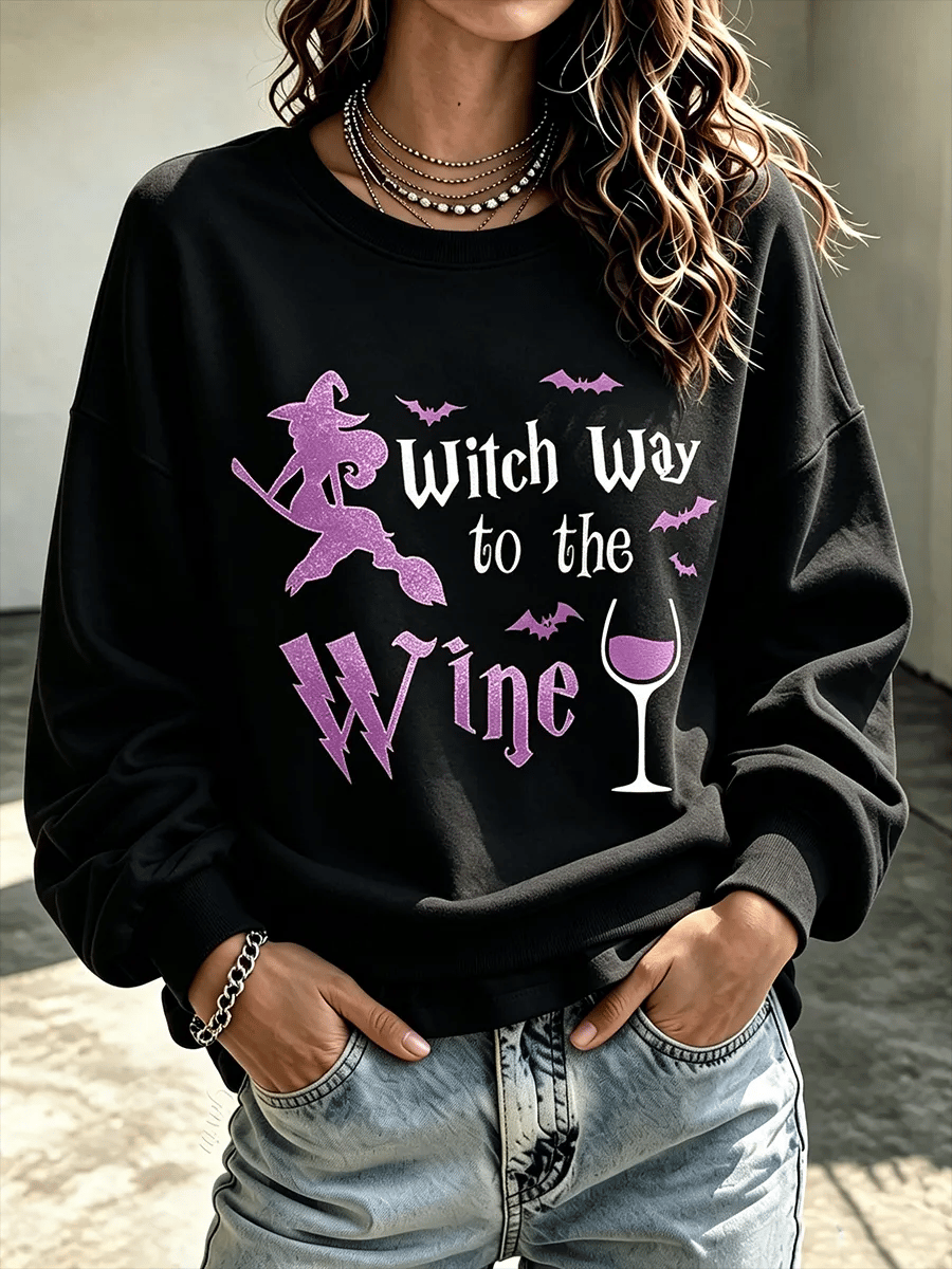 Women's Halloween Witch Print Sweatshirt
