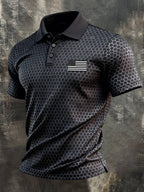 Men's Retro Patriot Color Block Polo Collar Short Sleeve