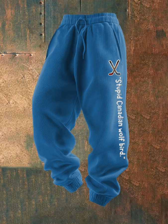 Men's Hockey Romance Print Textured Casual Loose Sweatpants