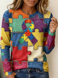 Women's Autism Awareness Print T-Shirt