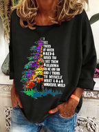Retro Hippie Christmas I See Trees Of Green, Red Roses Too I See Them Bloom For Me And You And I Think To Myself What A Wonderful World Print Sweatshirt