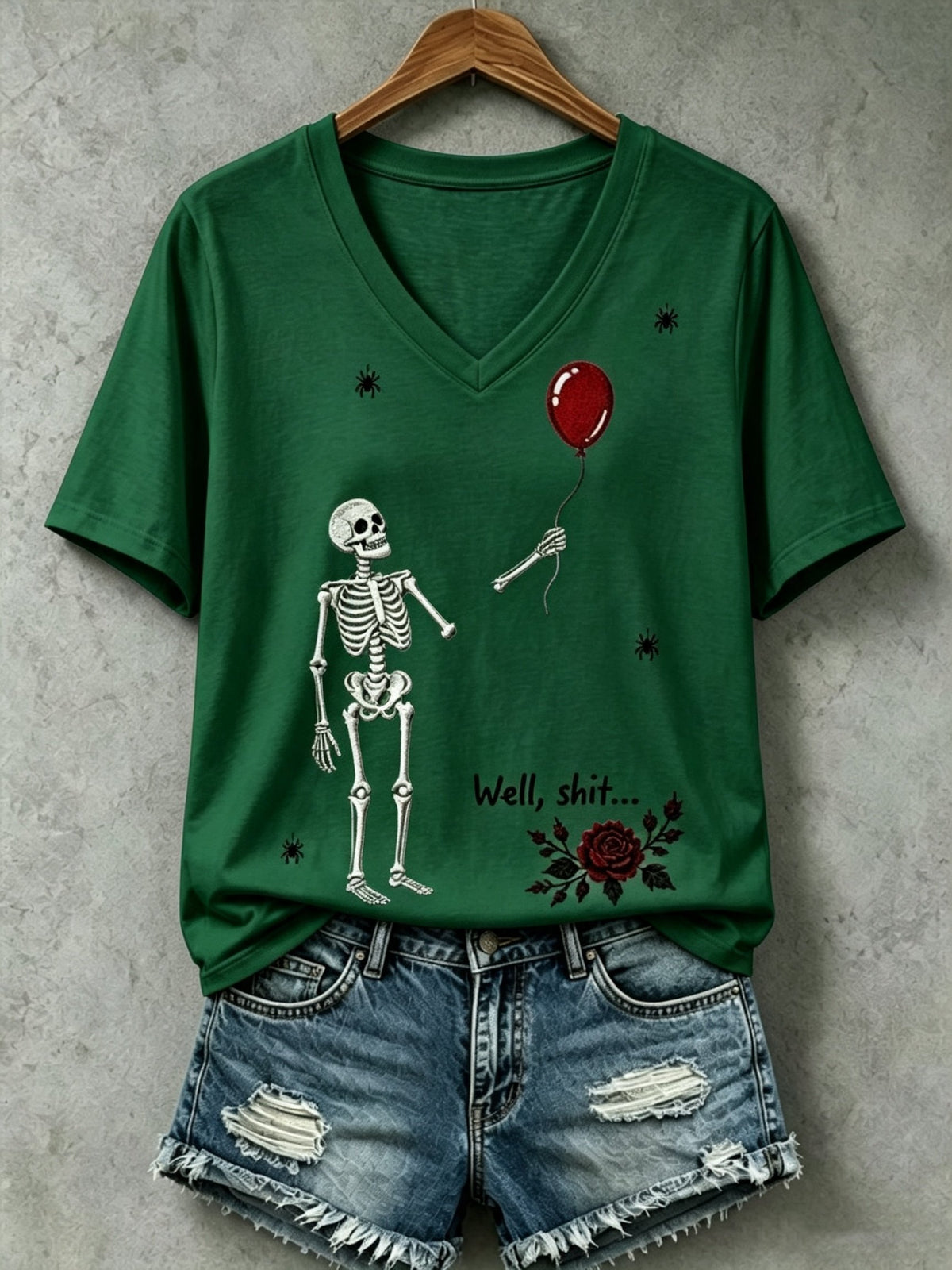 🔥🔥2nd 50% Off 🔥🔥Women's Halloween Well, shit... Printed V-Neck T-Shirts