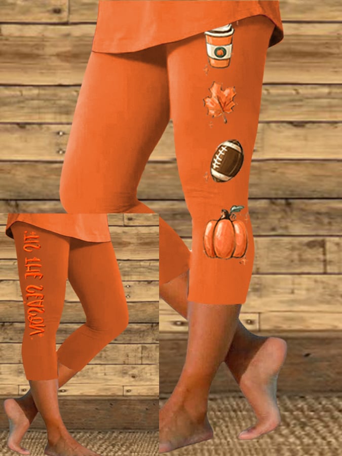 Women's Tis The Season Football Print Casual Leggings