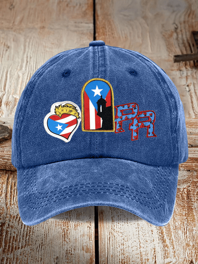 Retro Puerto Rico Print Baseball Cap