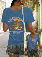 Women's Fashion Casual Crocodile Alcatraz Printed T-shirt