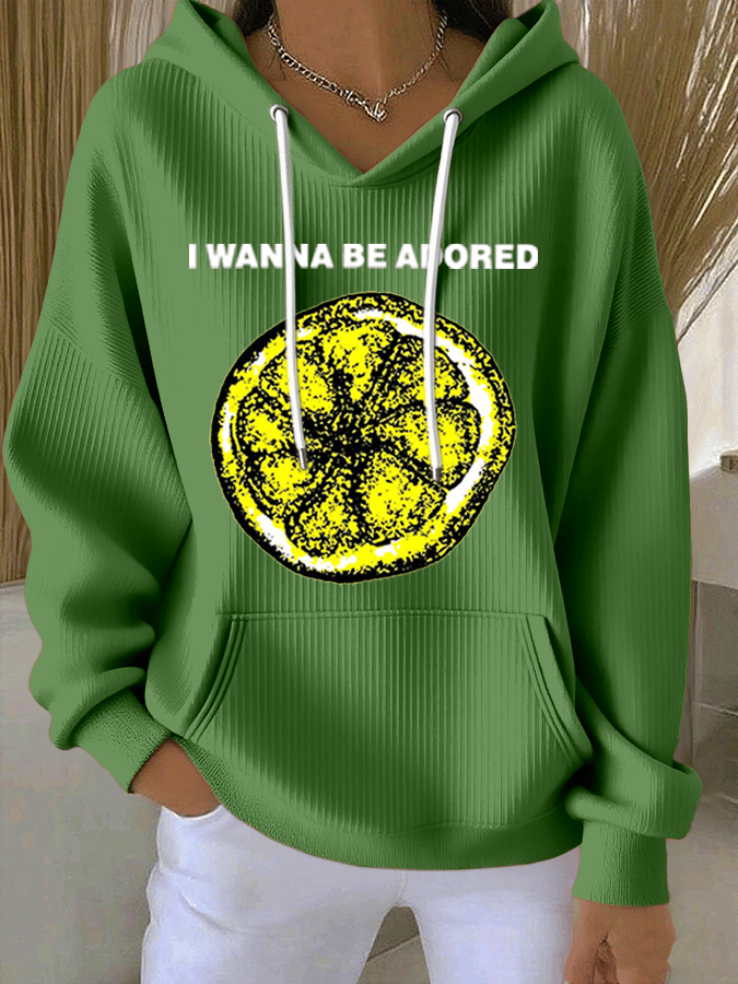 Women's Music Print Casual Hoodie