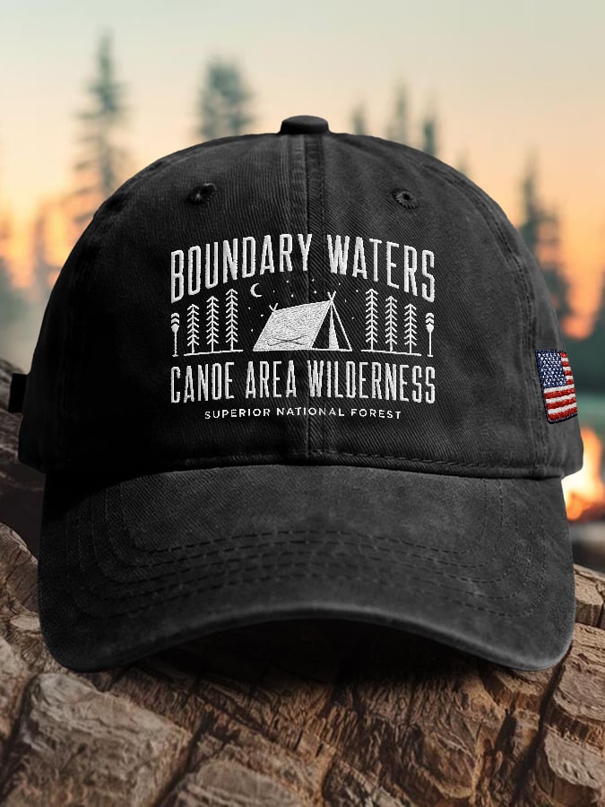 Retro Boundary Waters Cande Area Wilderness Superior National Forest Print Baseball Cap