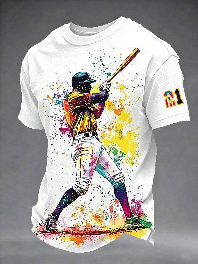 Men's Puerto Rico Baseball Print Short-Sleeve T-Shirt