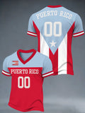 Men's V-neck Short-sleeved Puerto Rican Printed T-shirt