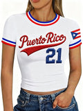 Women's Puerto Rico Baseball Print Shirt