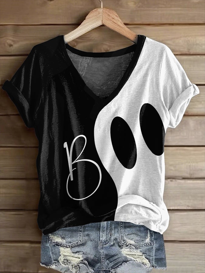 Women's Halloween Boo Print T-Shirt
