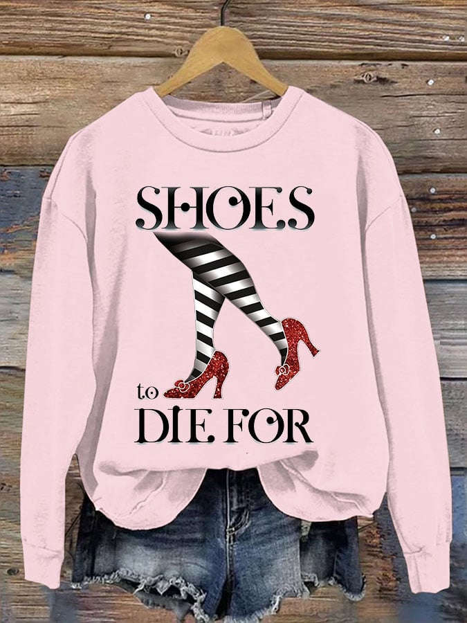 Women's Halloween Irresistible Shoes Print Casual T-Shirt