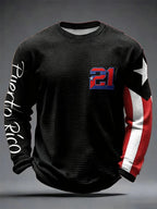 Men's Puerto Rico Baseball Print Long-Sleeve T-Shirt