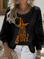 Women's Yes I Can Drive A Stick Print Round Neck T-shirt