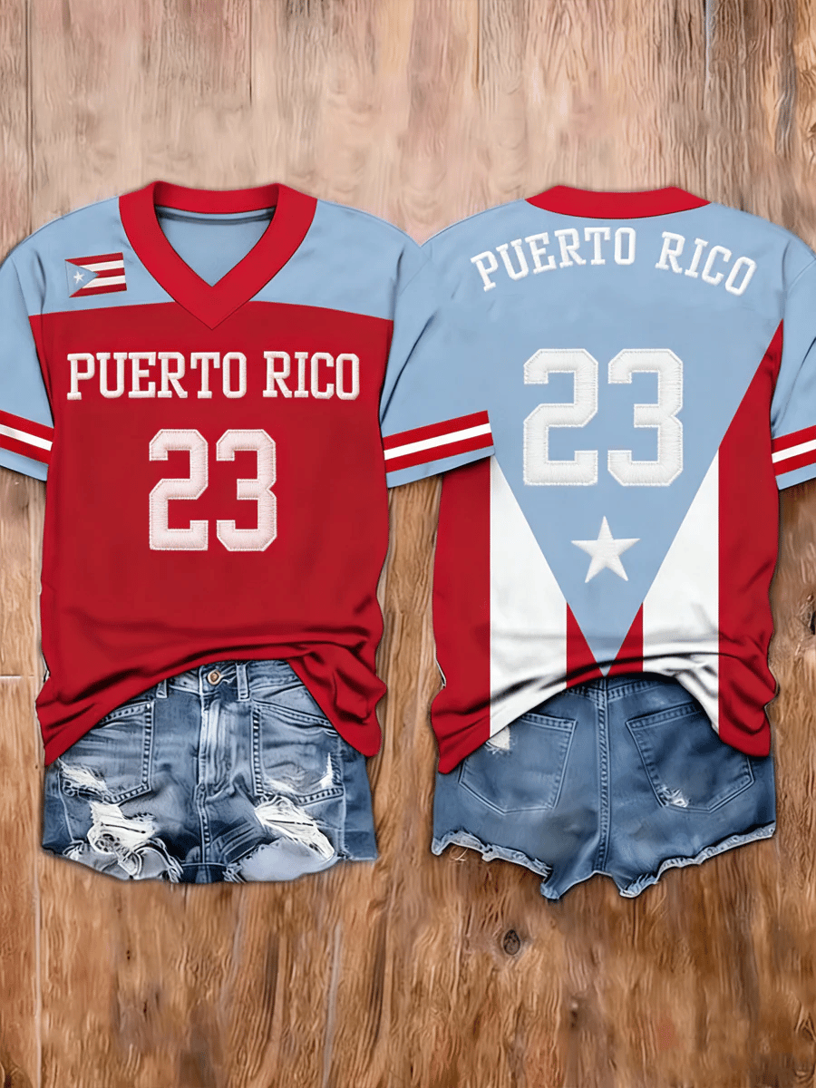 Women's Puerto Rico Baseball Print Shirt