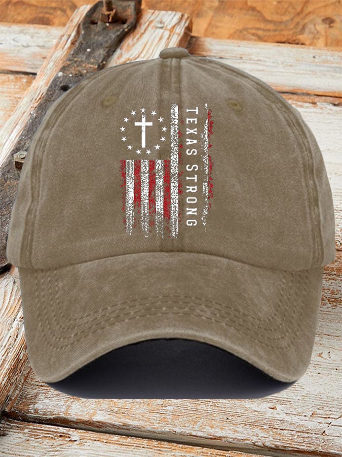 Retro Texas Strong Print Baseball Cap