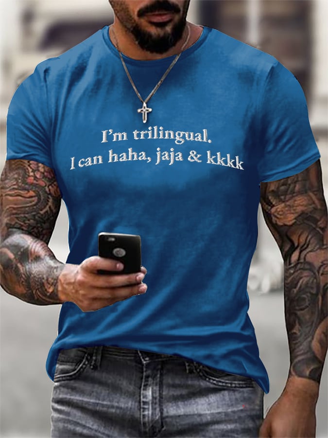 Men'S Fun Trilingual Joke Hat Short-Sleeve T-Shirt
