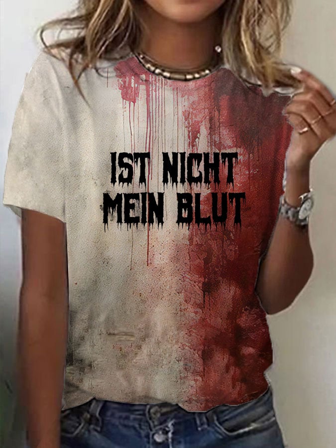 Women's Bloody Halloween Is Not My Blood Print Vintage T-Shirt