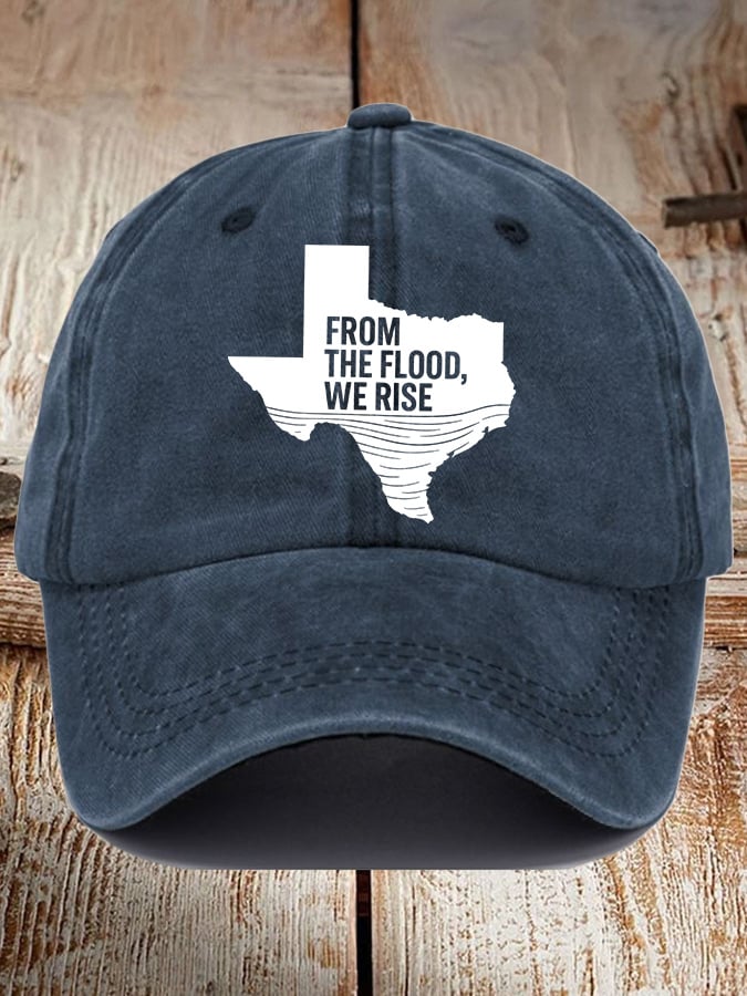 Retro Texas Strong From The Flood, We Rise Print Baseball Cap