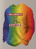 Men's Romantic Ice Hockey Print Long-Sleeved T-Shirt