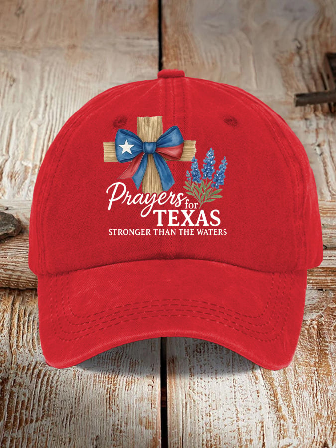 Retro Texas Strong Prayers For Texas Stronger Than The Waters Print Baseball Cap