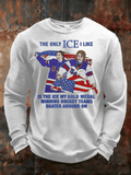 Men's hockey print crew neck long-sleeved sweatshirt