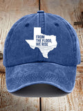 Retro Texas Strong From The Flood, We Rise Print Baseball Cap