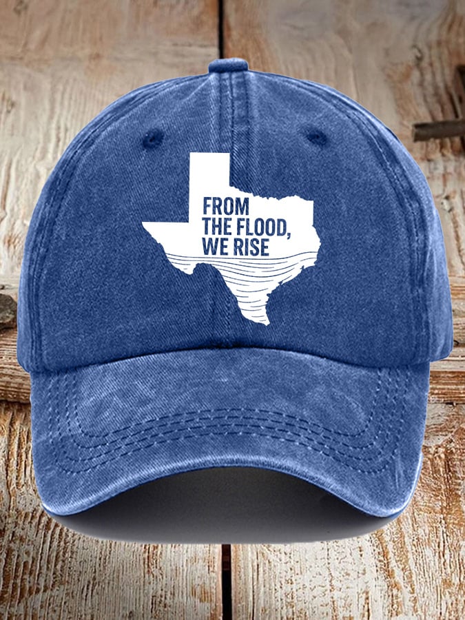 Retro Texas Strong From The Flood, We Rise Print Baseball Cap