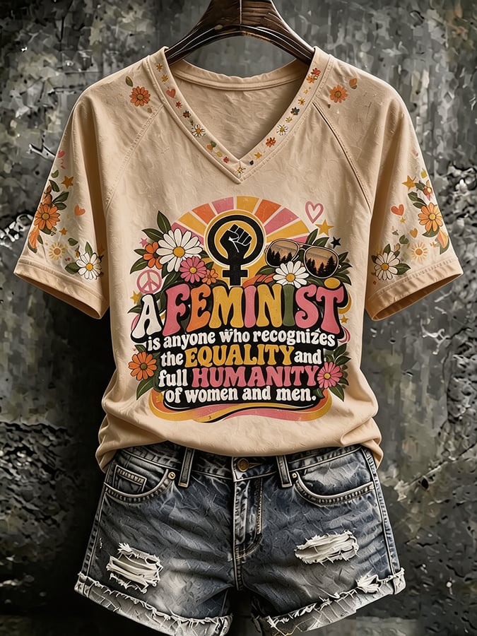 Printed T-Shirt By Someone Who Believes In Gender Equality And Acknowledges That Both Men And Women Possess Complete Humanity