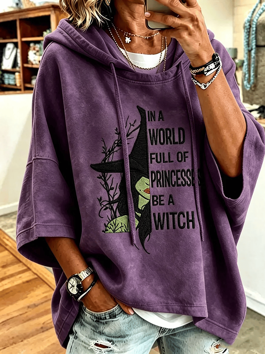 Women's Halloween Witch Print Hooded Sweatshirt