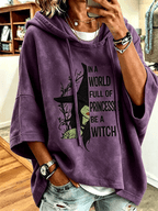 Women's Halloween Witch Print Hooded Sweatshirt