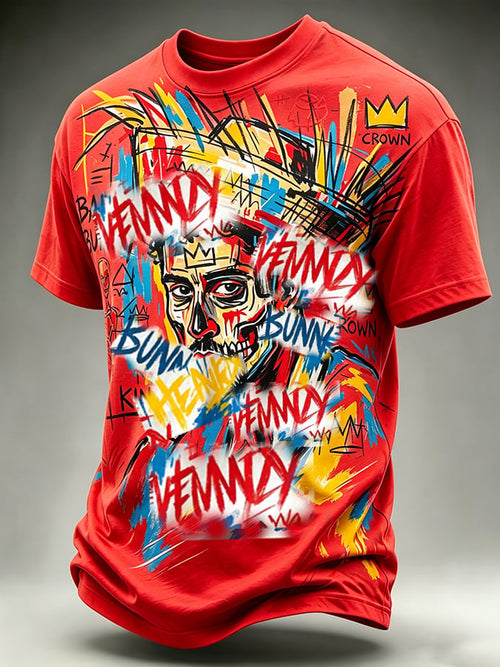 Man Creative Casual Print Short-Sleeve T-Shirt