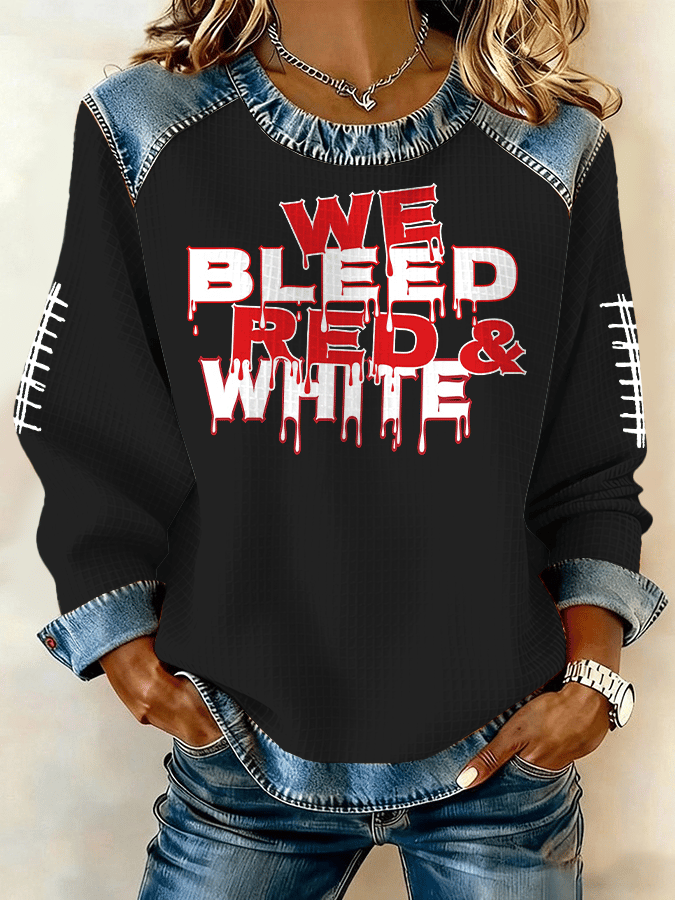 Ladies' round-neck football-printed top