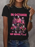 In October We Wear Pink Movies Halloween Art Print V-neck T-shirt