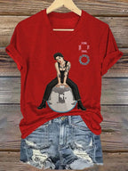 Women's Singer-Print Casual Short-Sleeved T-Shirt