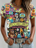 Women's Halloween Art Printed Casual T-shirts