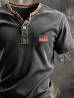 Men's Retro Patriot Patchwork Waffle T-shirt