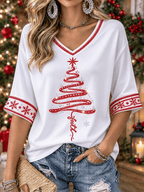 Women's Retro Christmas Faith Print Top