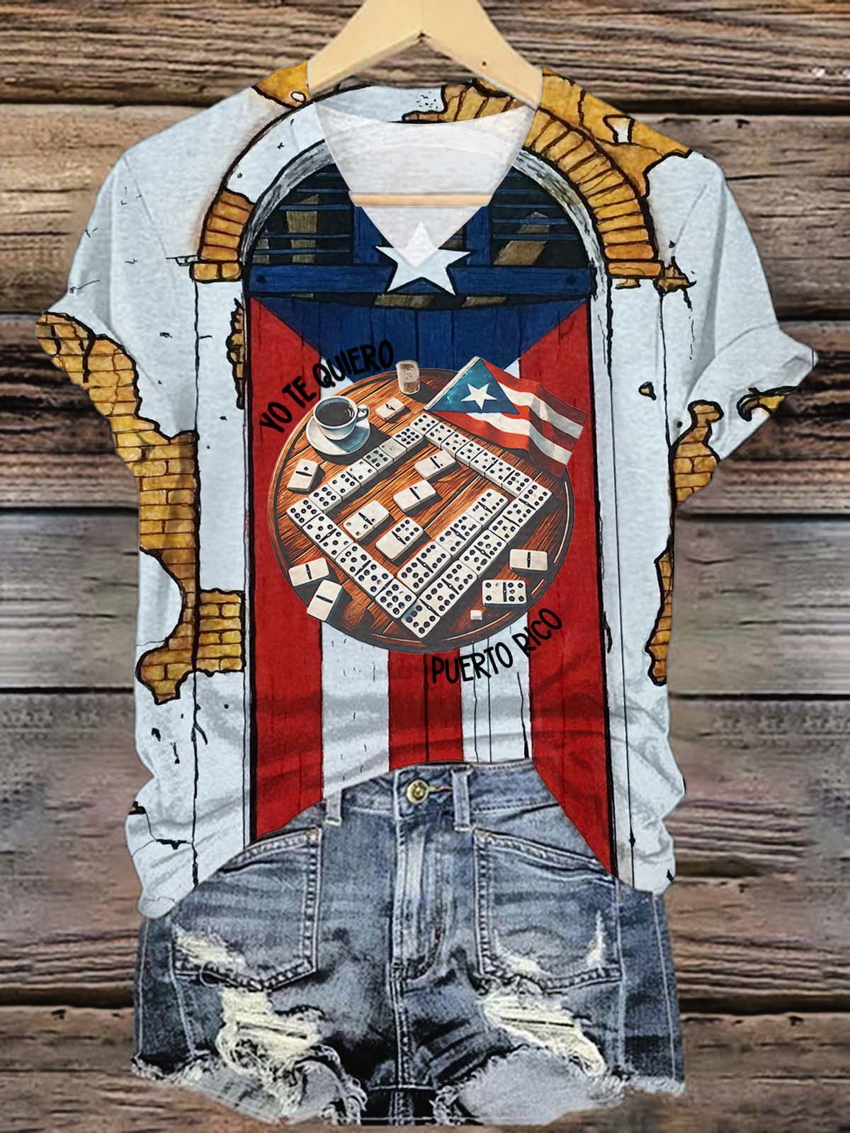 Pfknr Puerto Rico Singer V-neck Printed T-shirt