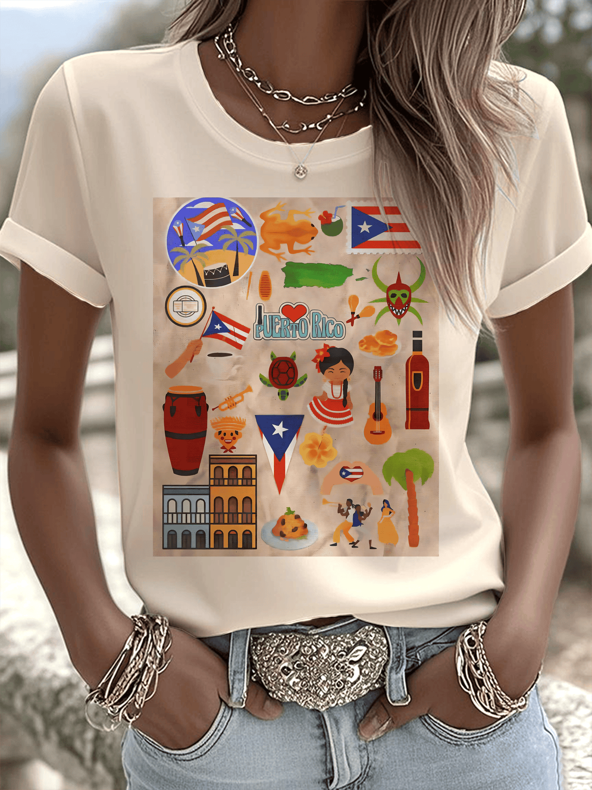 Puerto Rico Merry Christmas Printed T-shirts