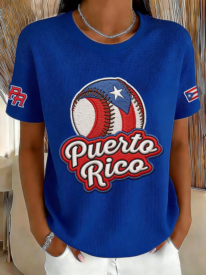 Women's Retro Baseball  Print T-Shirt